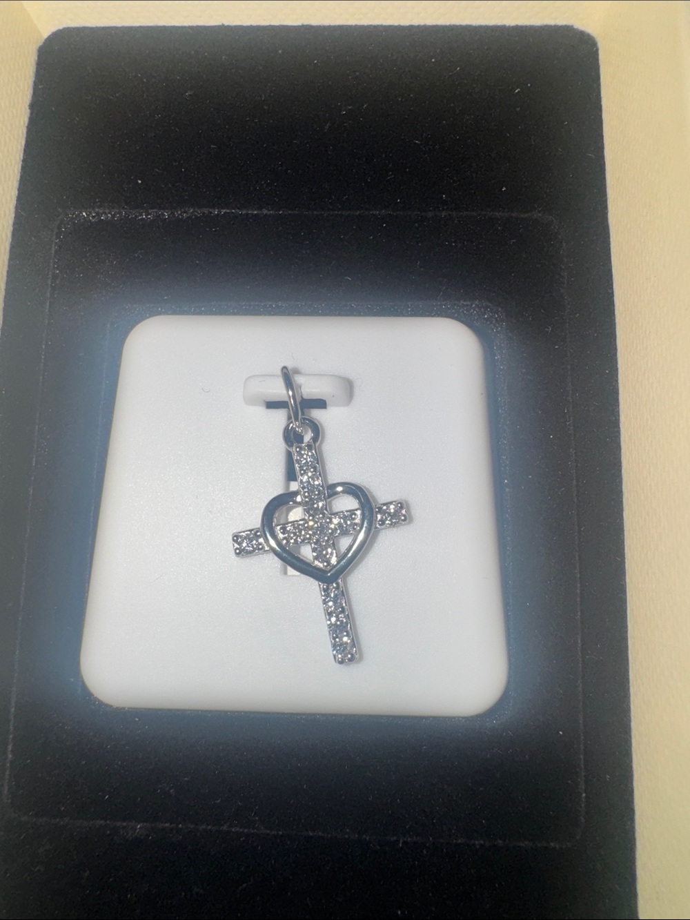 Sterling Silver Cross & Heart Pendant w/ Moissanite 0.50 CT